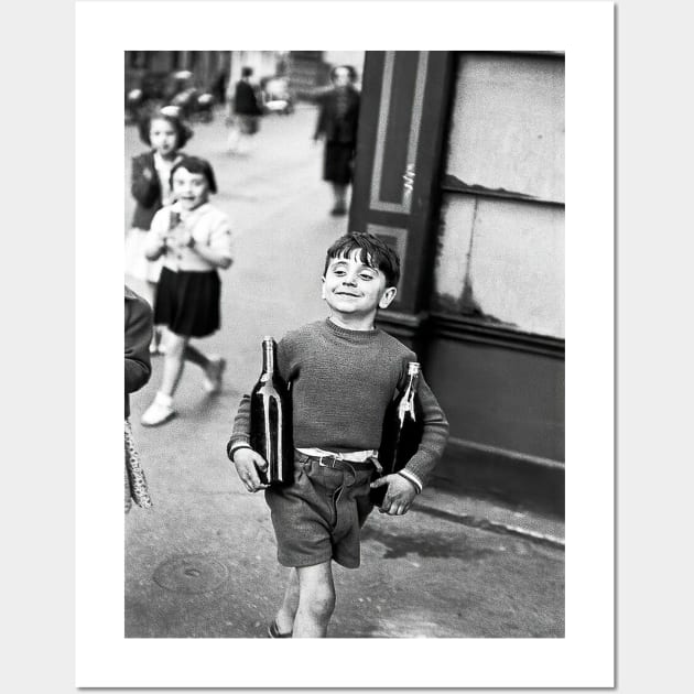 Little Boy with Bottles of Wine, Black and White Vintage Wall Art by wesleygrant